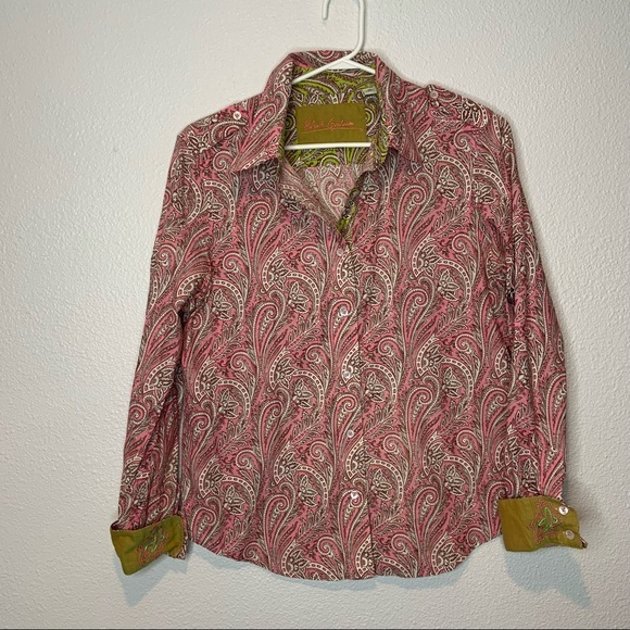 Robert Graham Shirt Button Down  Long Sleeves or Rolled Paisley Pink Cream M - Picture 2 of 7